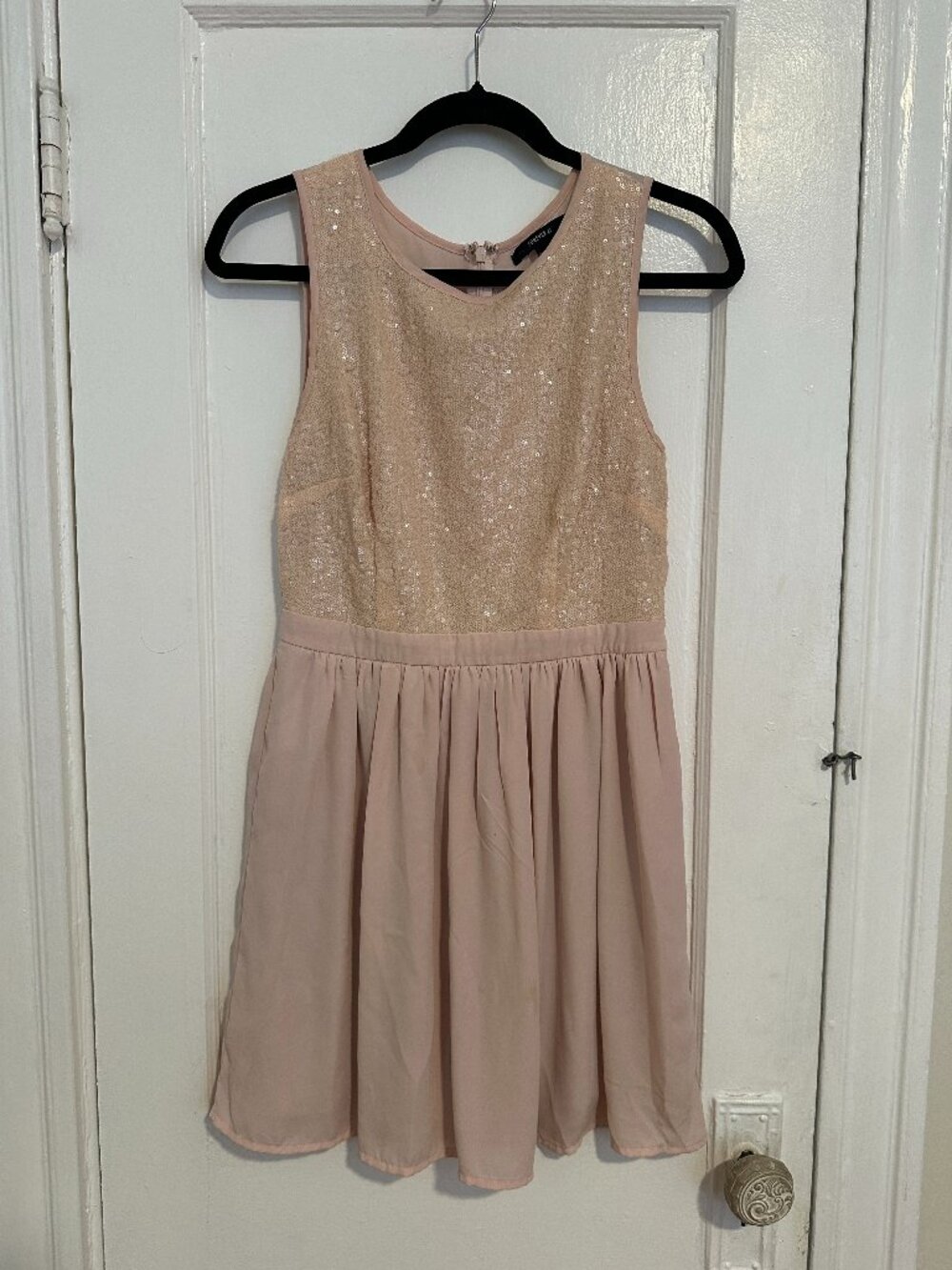 Light pink sequin top A-line dress